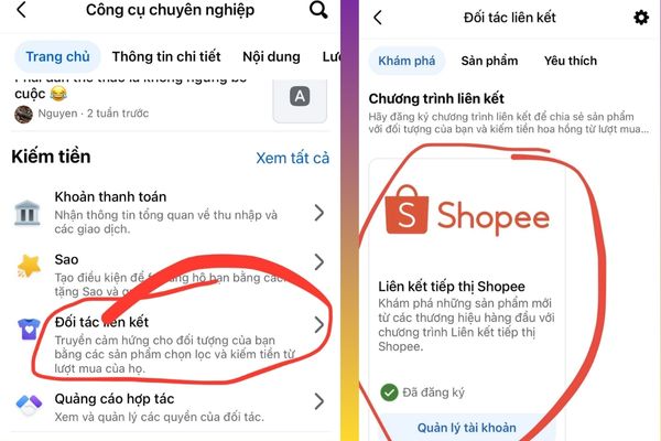 Nhấn vào nút kết nối với Shopee