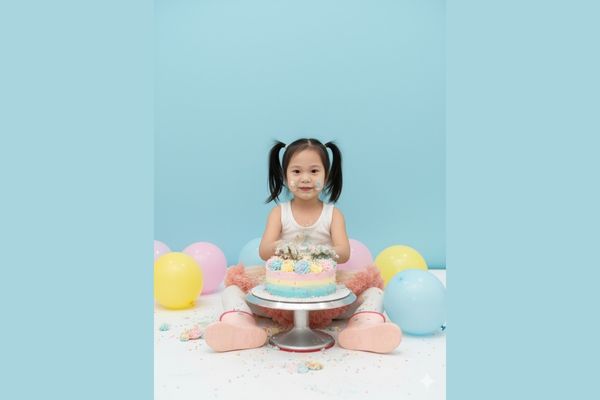 Tổng hợp 11+ lệnh Ghép ảnh sinh nhật cho bé bằng AI 26 Khoảnh khắc "đập bánh" (cake smash) tinh nghịch