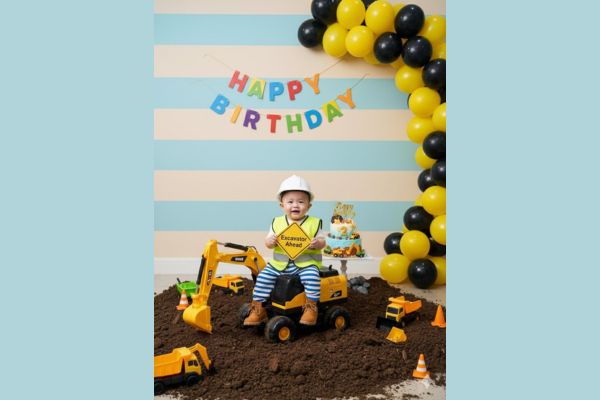 Tổng hợp 11+ lệnh Ghép ảnh sinh nhật cho bé bằng AI 21 Chủ đề công trường xây dựng vui nhộn