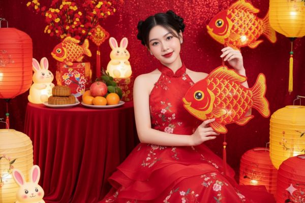 Ngọt ngào và tinh nghịch bên lồng đèn cá chép
