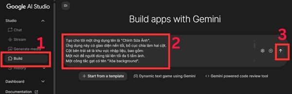Các bước tạo ứng dụng sửa ảnh bằng Google AI Studio