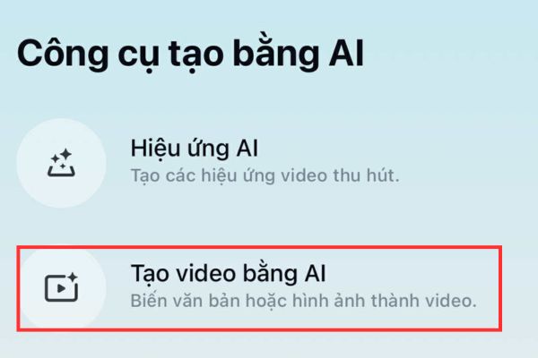 Cách tạo video Flycam từ ảnh để bán bất động sản 9 Nhấn vào mục Tạo video bằng AI
