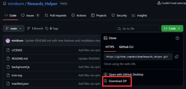 Cách Auto kiếm điểm Microsoft Rewards để nhận quà 10 Bấm Download ZIP