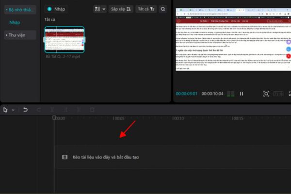 Đưa video vào dòng thời gian