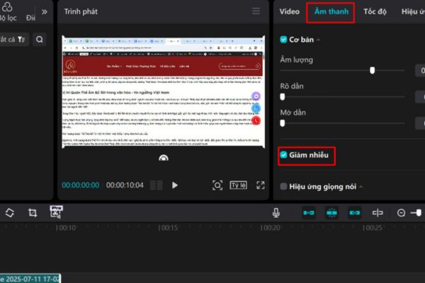 Áp dụng tính năng giảm nhiễu tự động