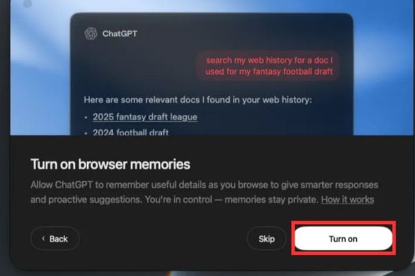 Khám phá cách sử dụng ChatGPT Atlas: Trải nghiệm duyệt web đỉnh cao 17 Bật tính năng Browser Memory