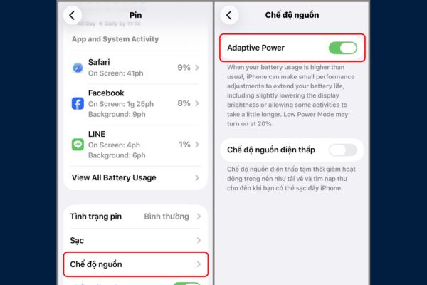 3 cách tiết kiệm pin trên iOS 26 giúp giảm giật Lag 13 Bật Chế độ nguồn thích ứng
