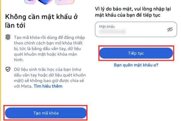 Chọn Tạo mã khóa