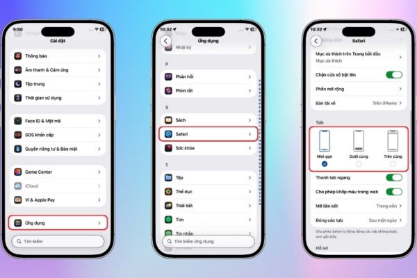 Hướng dẫn đưa thanh địa chỉ Safari lên đầu trên iPhone iOS 26 11 Nhấn vào tùy chọn Trên cùng