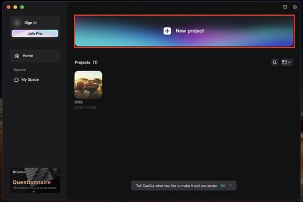 Cách dùng CapCut tách âm thanh khỏi video cực dễ 18 Nhấp vào mục New Project