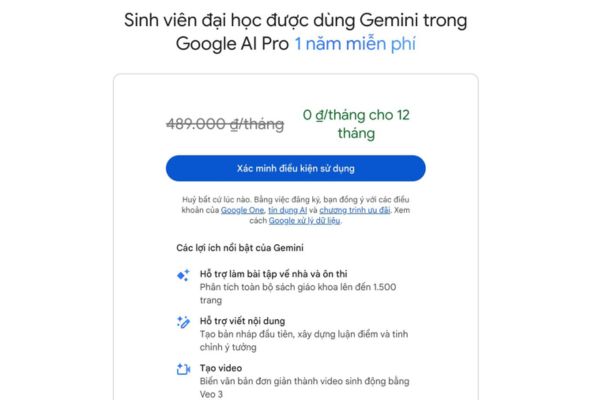 Hướng dẫn nhận Google One AI Premium miễn phí