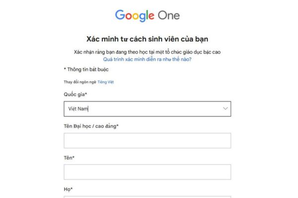 Trang xác minh của SheerID