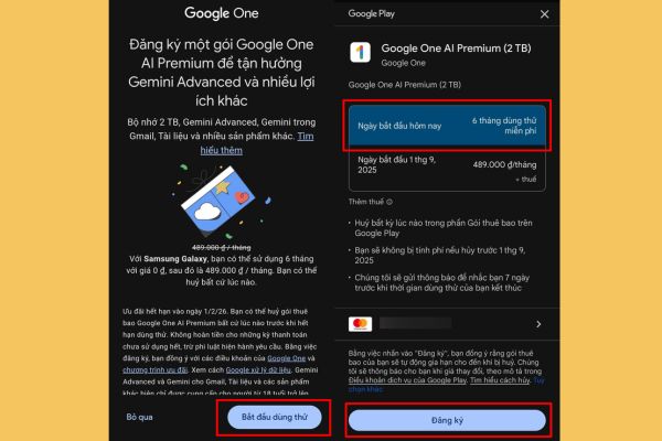 Cách lấy Google One AI Premium miễn phí cho người dùng Samsung, OPPO 16 Nhấn Đăng ký