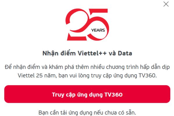 Nhận 25.000 điểm Viettel miễn phí cực dễ dàng nhân dịp sinh nhật 25 năm 13 Mở ứng dụng TV360
