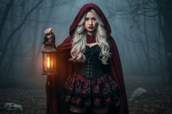 Tổng hợp 17+ prompt tạo ảnh Halloween bằng AI ấn tượng 31 Phiên bản cô bé quàng khăn đỏ mạnh mẽ