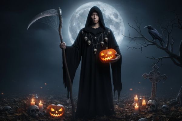 Tổng hợp 17+ prompt tạo ảnh Halloween bằng AI ấn tượng 37 Hóa thân thành Thần Chết quyền lực