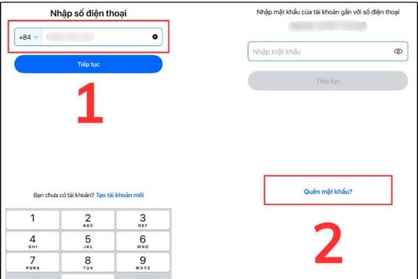 Cách xử lý khi Số điện thoại bị người khác đăng ký Zalo 16 Nhấn vào dòng chữ Quên mật khẩu
