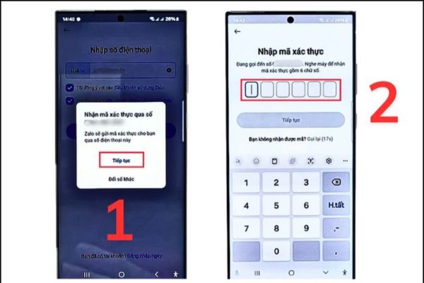 Cách xử lý khi Số điện thoại bị người khác đăng ký Zalo 21 Nhập mã xác thực vào