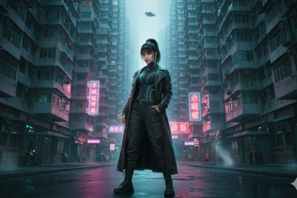 5+ Prompt to create cinematic Hong Kong style images 18 Portrait photo at the apartment complex "Monster"