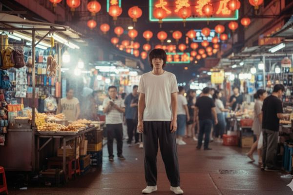 5+ Prompt to create cinematic Hong Kong style photos 19 Photo at Temple Street night market