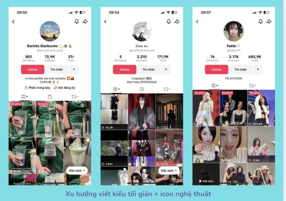 Xu hướng viết kiểu tối giản + icon nghệ thuật