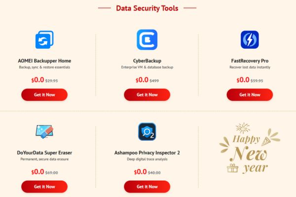 AOMEI Christmas Carnival Giveaway 2025: Nhận 21 phần mềm bản quyền miễn phí 13 Công cụ bảo mật và sao lưu dữ liệu