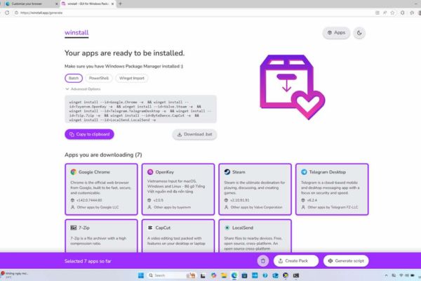 Hướng dẫn cách cài nhiều app Windows cùng lúc 13 Winstall sẽ tự động tổng hợp danh sách