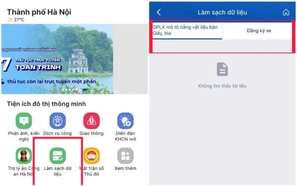 Cách cập nhật dữ liệu xe trên iHanoi để đồng bộ thông tin 13 Chọn "Đăng ký xe" hoặc "Giấy phép lái xe bản giấy"