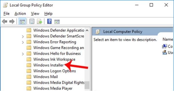 Truy cập Windows Installer