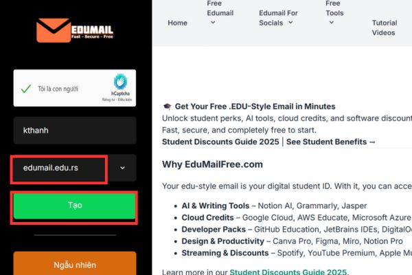 Cách nhận 10TB TeleBox dung lượng miễn phí 8 Sở hữu một email giáo dục (.edu) tạm thời