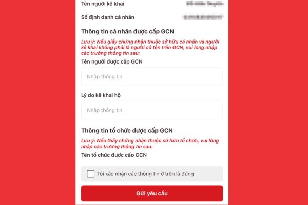 Nhập thêm các thông tin