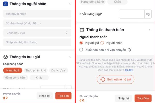 Cách tạo đơn hàng trên Shopee để gửi đồ cho người thân 10 Nhấn vào nút Tạo đơ