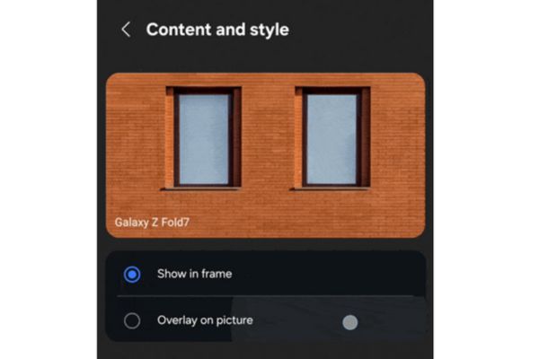 Chọn tiếp chế độ Show in frame