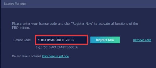 Nhập license key vào