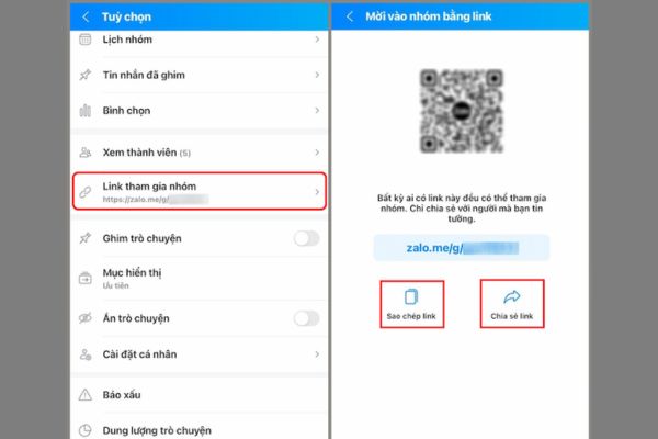 Cách mời thêm thành viên vào nhóm mới bằng đường link