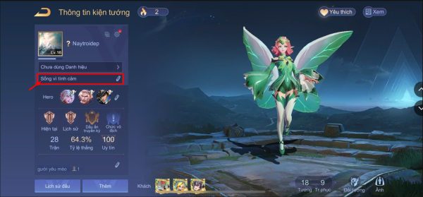 chữ ký vừa nhập sẽ hiển thị dưới avatar