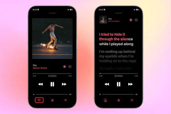 Nhấn vào biểu tượng lời bài hát