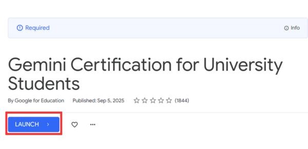 Hướng dẫn thi chứng chỉ Gemini Google miễn phí và Đáp án 14 Chọn Launch