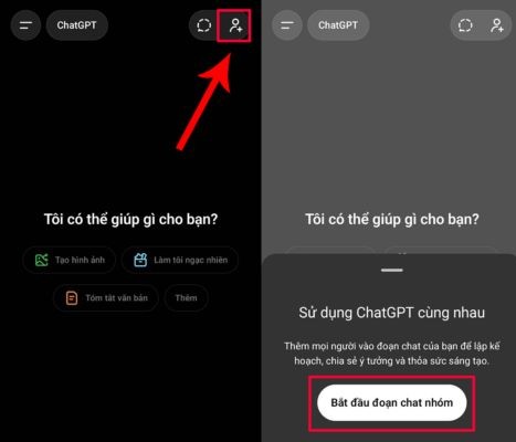 Nhấn vào tùy chọn "Bắt đầu tạo đoạn chat nhóm"