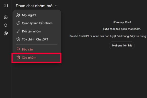 Chọn tiếp vào mục "Xóa nhóm"