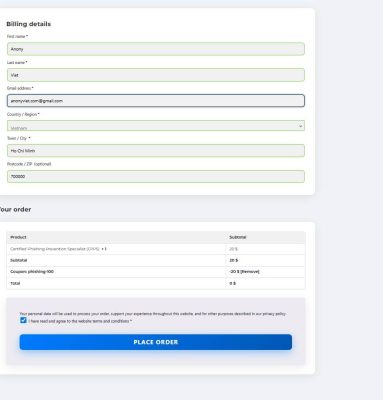 Cách Thi Chứng Chỉ Bảo Mật "Certified Phishing Prevention Specialist" (CPPS) Miễn Phí 100% 12 dien thong tin ca nhan