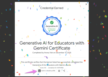 Cách nhận chứng chỉ Generative AI for Educators with Gemini Certificate miễn phí 21 huong dan nhan Generative AI for Educators with Gemini Certificate