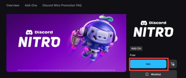 Hướng dẫn nhận 1 tháng Discord Nitro miễn phí từ Epic Games 11 Nhấn vào nút "Get"