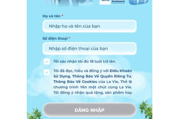 Cách nhận 10k nạp Card điện thoại miễn phí từ Lavie 9 Điền chính xác họ và tên cùng số điện thoại