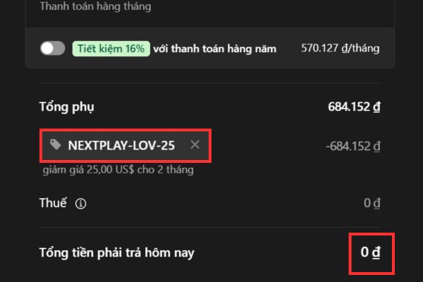 Nhập mã khuyến mãi độc quyền