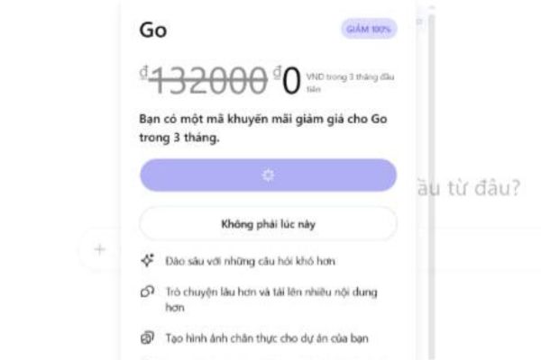 Chọn nâng cấp lên gói Go