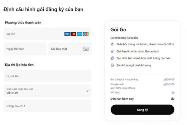 Nhập thông tin thẻ để xác minh