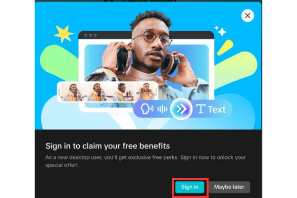 Hướng dẫn nhận CapCut Pro 30 ngày miễn phí 12 Nhấn Sign in để đăng nhập tài khoản