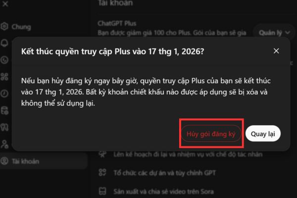 Hướng dẫn nhận ChatGPT Plus miễn phí 1 tháng thành công 100% 20 Cách hủy gói đăng ký