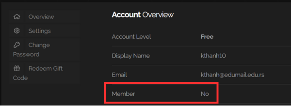 Hướng dẫn nhận Shodan Academic Membership miễn phí 12 Quan sát trạng thái thành viên ở phần Member